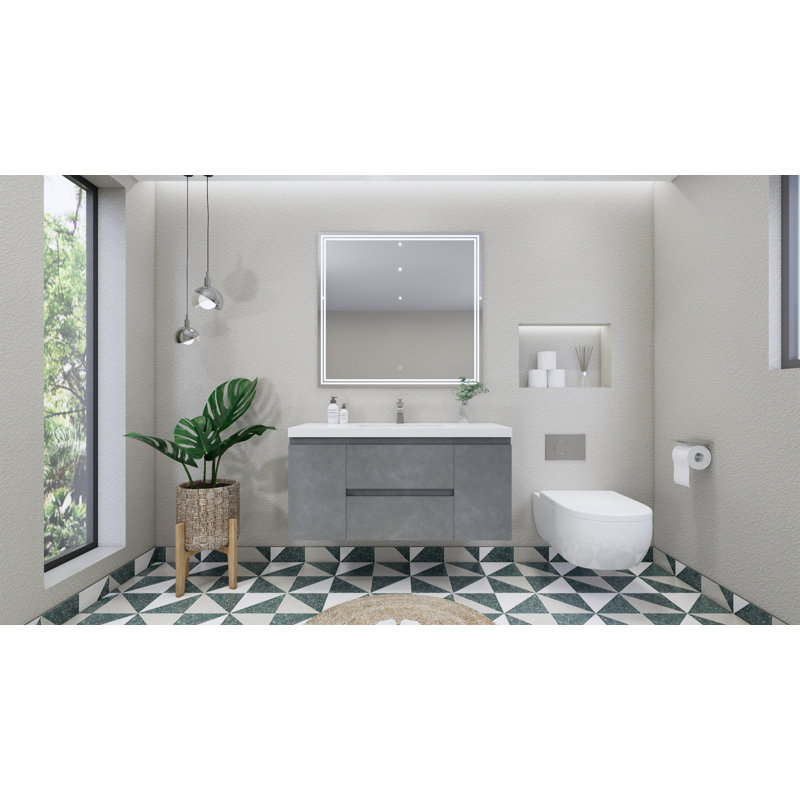 Chelsei 58.75'' Double Bathroom Vanity with Plastic Top, Cement Gray