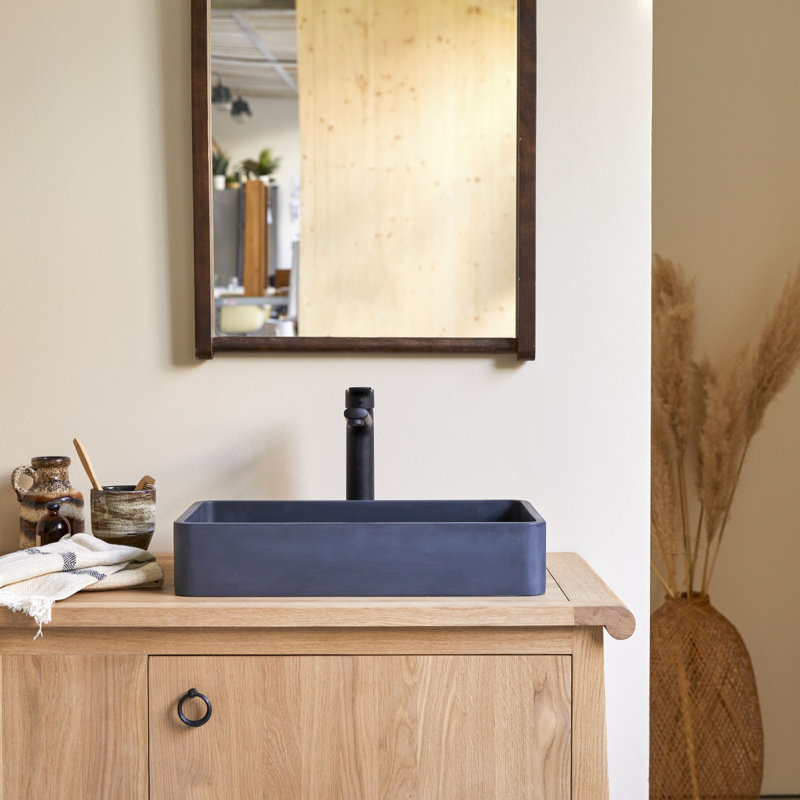Iris Cream Terrazzo Bathroom Sink, Black