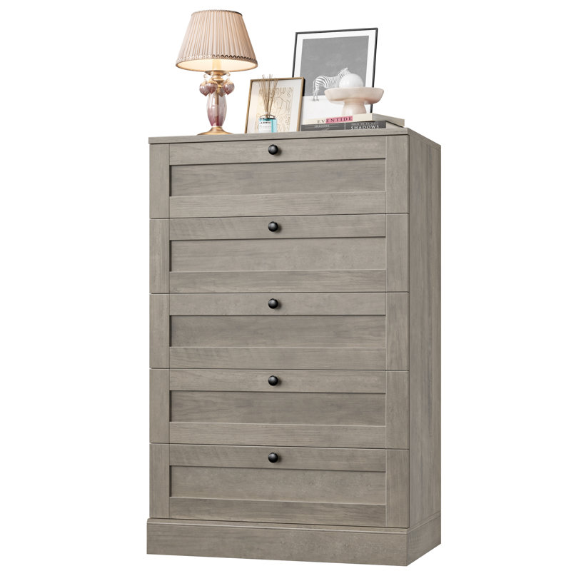 Commode 5 tiroirs Arfon, Gris