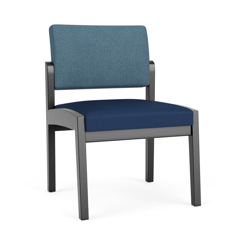 Fauteuil d'invité sans accoudoirs en bois Lenox, Noir, noir, noir, noir, Verso: bleu denim Siège: PP bleu impérial