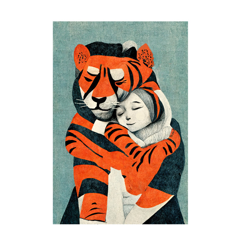 «Pavia My Tiger And Me on Canvas» par Treechild, reproduction, H 32 po x l 22 po x P 2 po