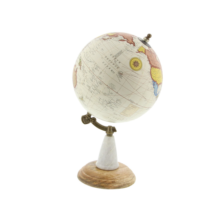Mango Wood Educational/Geographic Earth White Globe