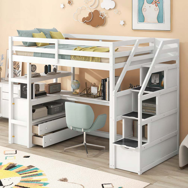 Jamariea Loft Bed Bed, White, Twin