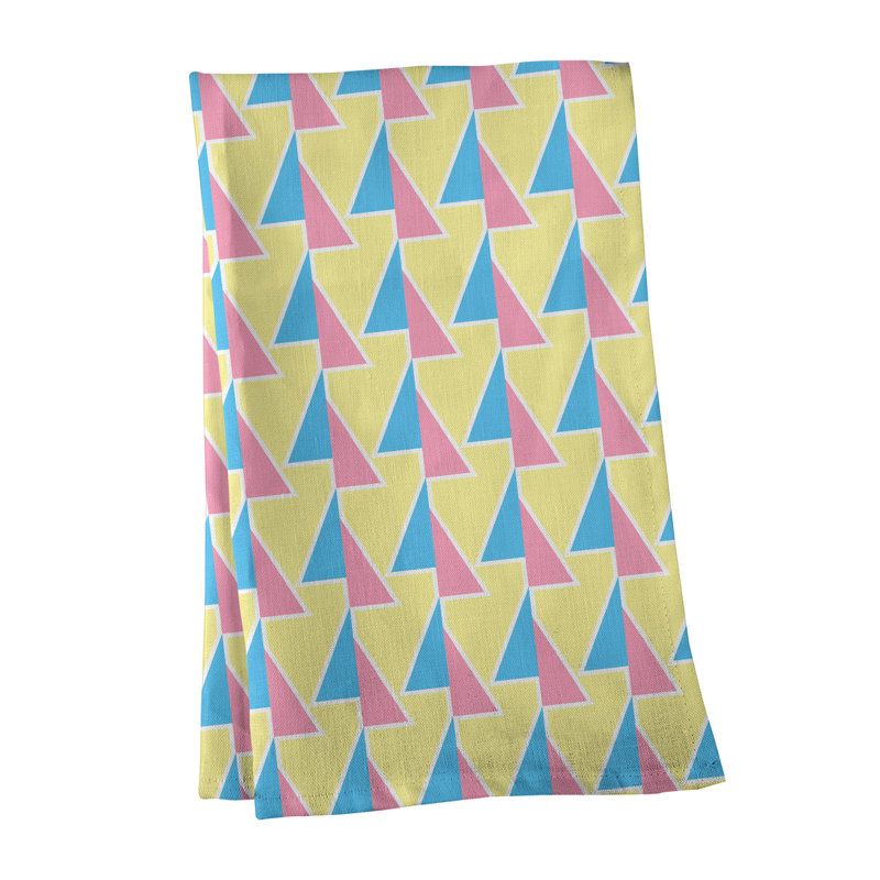 Torchon à flèches, Rose/bleu/jaune, Croisé en coton
