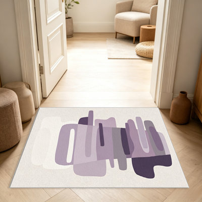 Purple Mid-Century Abstract   area rugs for Living Room, Soft and Comfortable, Suitable for all seasons, easy to maintain, machine washable Indoor floor mat, Under Table Farmhouse suitable for Bedroom, Dining Room, Study,  Balcony, Home Decor Patio