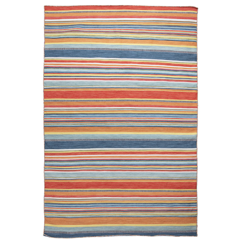 Newsome Striped Indoor / Outdoor Rug, Rectangle 7'6" x 9'6"