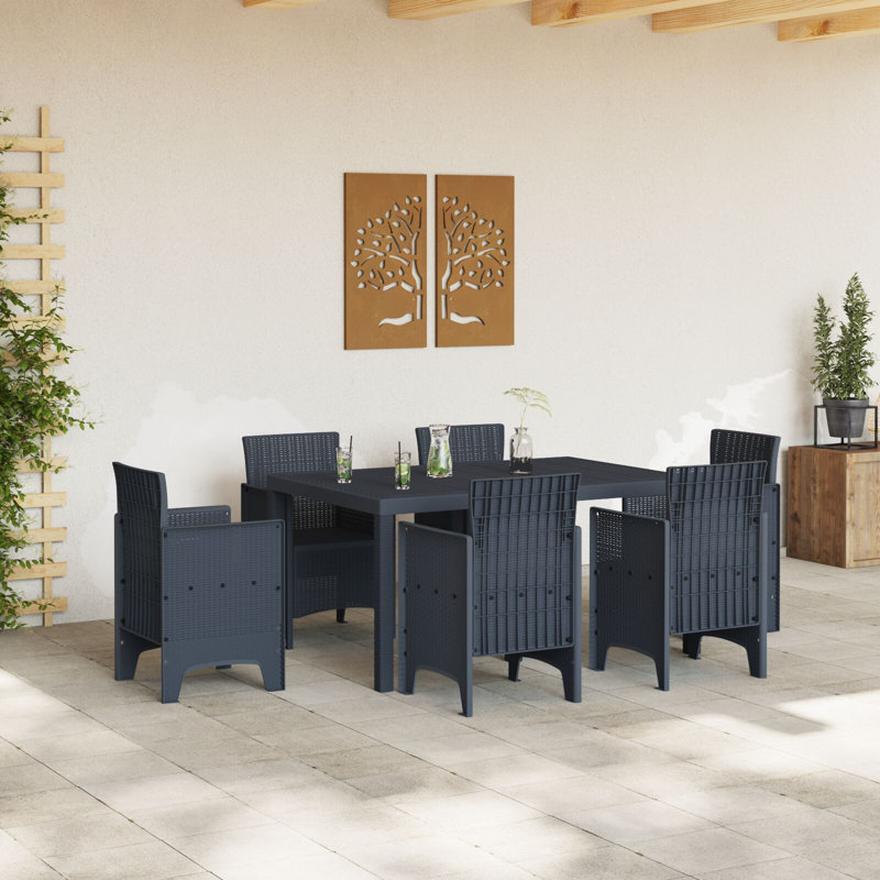 Garden Table Poly Rattan, Anthracite, 73cm H x 150cm W x 100cm D