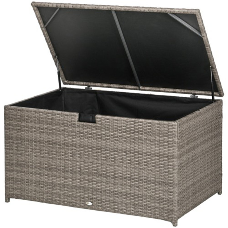 113-Gallon Rattan Waterproof Deck Box, Gray