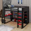 Lit mezzanine pleine grandeur avec bureau, DEL et portemanteau suspendu-1695741012-1695741013