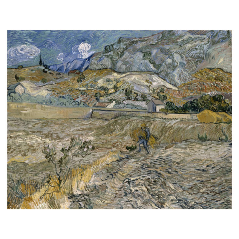 Paysage à Saint-Remy (champ clos avec paysan) par Vincent van Gogh - Estampe numérique, H 32 po x l 40 po