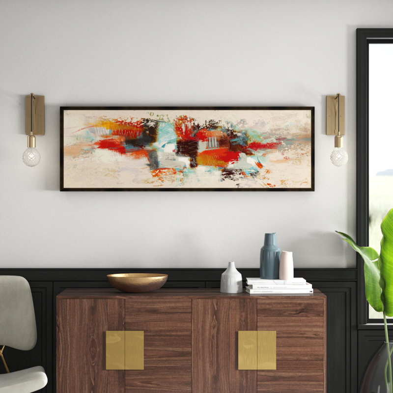 Spring Abstract 1 Piece Wrapped Canvas Painting, 35cm H x 100cm W x 4cm D, Wrapped Canvas