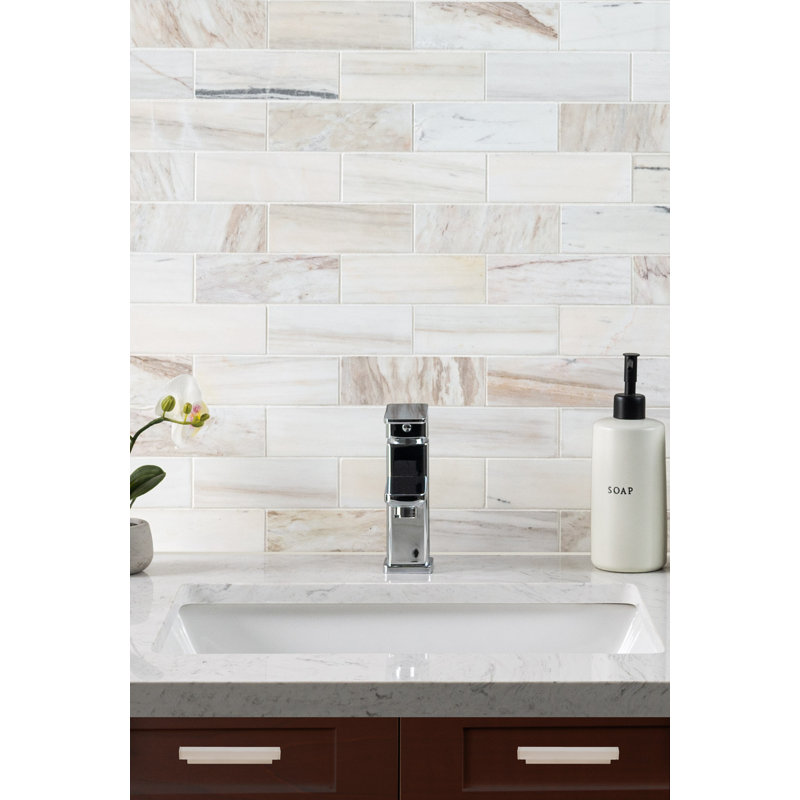 Auralie Subway 12 in. x 12 in. Polished Marble Mosaic Floor and Wall Tile