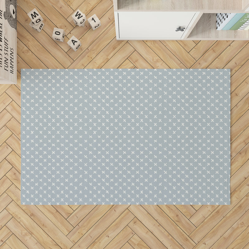 Criss Cross Kids Play Mat, Slate Blue/Blue, Rectangle 5' x 7'