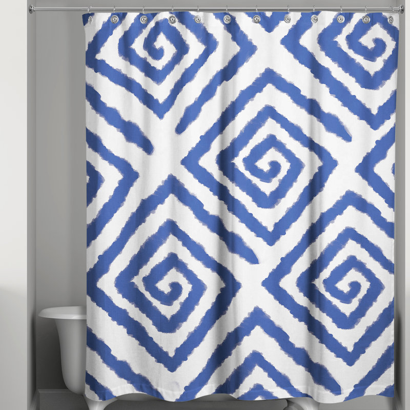 Geometric Shower Curtain, Indigo 