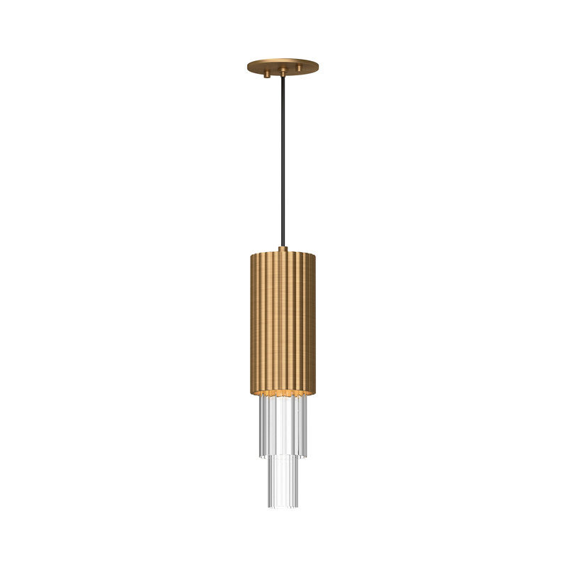Luminaire suspendu cylindrique à DEL Bordeaux, Doré vieilli
