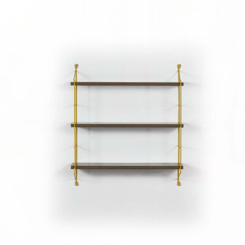 Tablette murale flottante à fixation murale 3 niveaux pour livres et objets de collection, noyer / chrome, Noyer / chrome