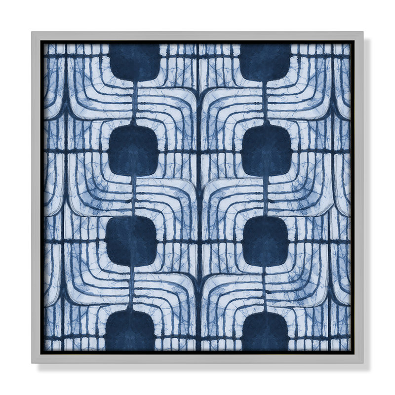 «Blu Batik II» par Emma Peal, Argent, H 13,5 po x l 13,5 po