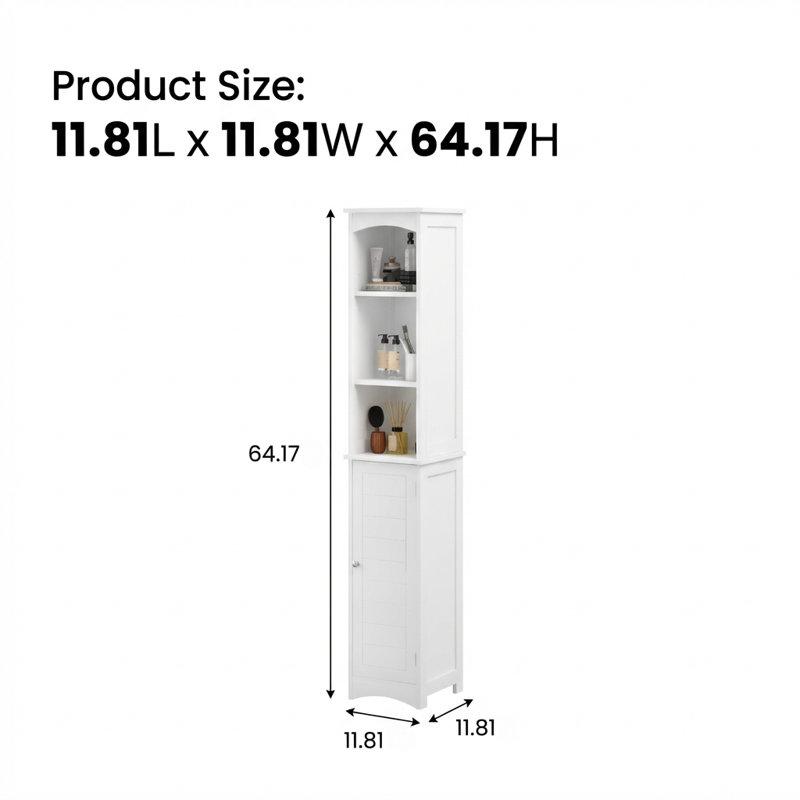 Tall Freestanding Storage Cabinet with Adjustable Shelves and Anti-Tip Design