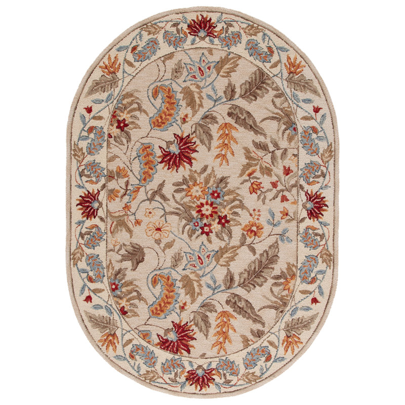 Chelsea Oriental Area Rug In Ivory, Round 122 cm