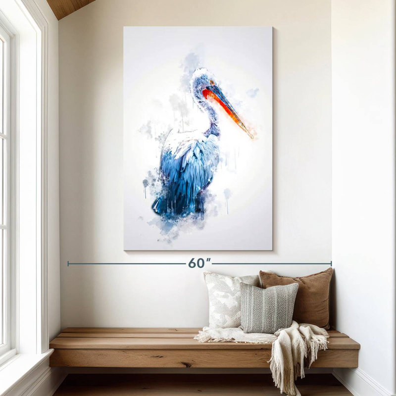 Pélican de couleur Brampt, H 51 po x l 34 po