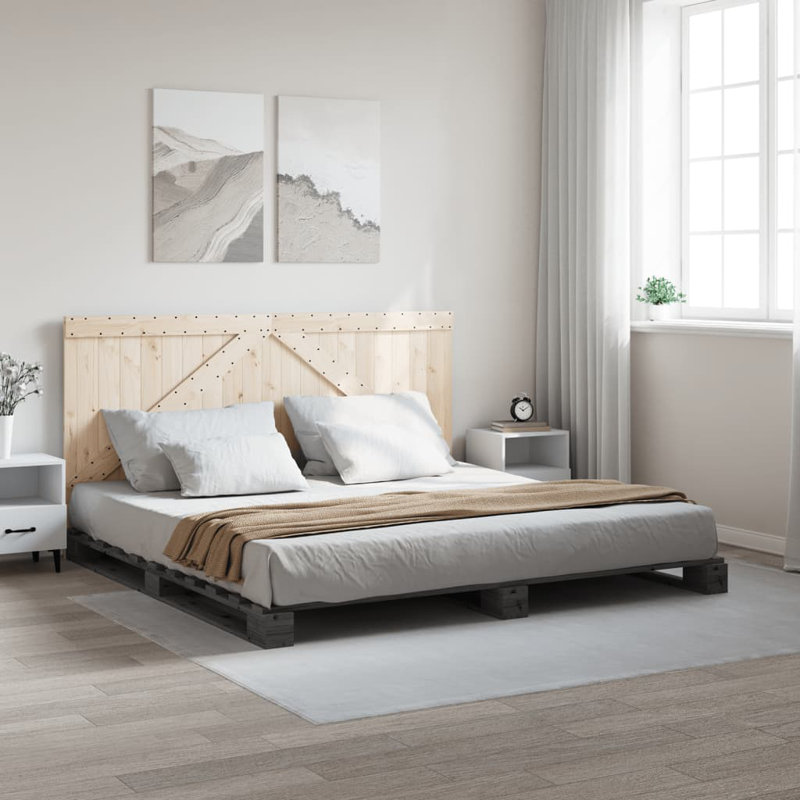 Albieri Solid Wood Bed, Grey, EU Double - 140 x 200 cm