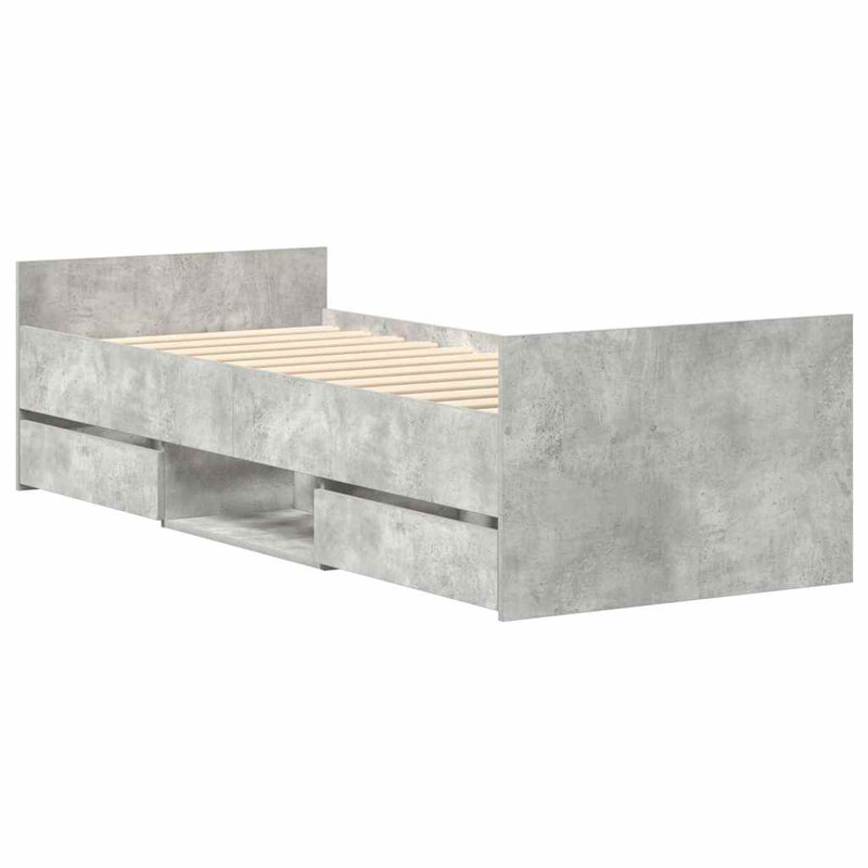 Addylen Drawers Bed, Single (3'), Concrete Grey