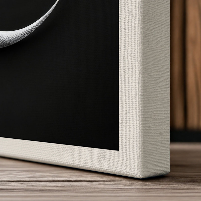 Luminous Crescent Minimalist 1 Piece Wrapped Canvas Wall Art, 30x20 - 76.2 x 50.8 cm, Cream Border