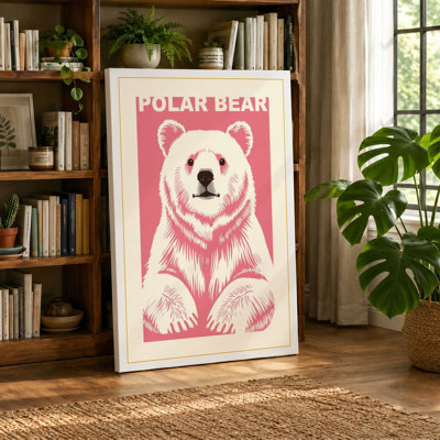 Polar Bear Portrait Retro - Wrapped Canvas