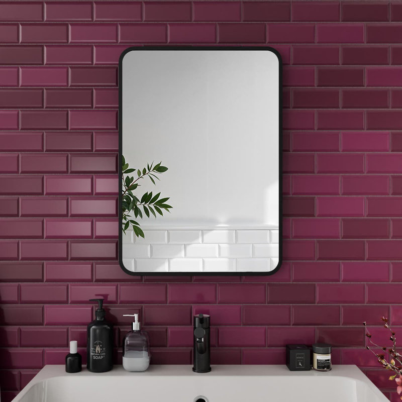 Aluminum Rectangle Mirror, Black, 70cm x 50cm