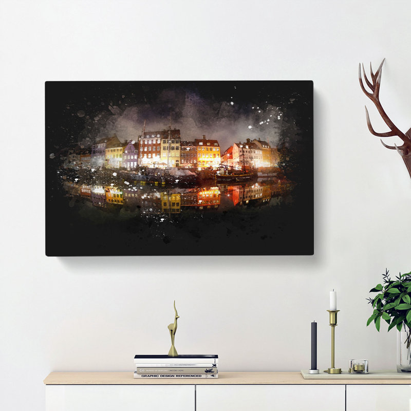 Nyhavn Canal In Denmark - Wrapped Canvas, 60cm H x 91cm W x 3cm D