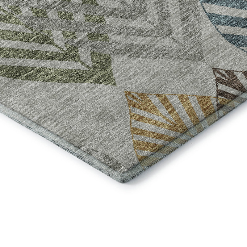 Premium Machine Washable Prisco Gray Rug, Rectangle 1'8" x 2'6"