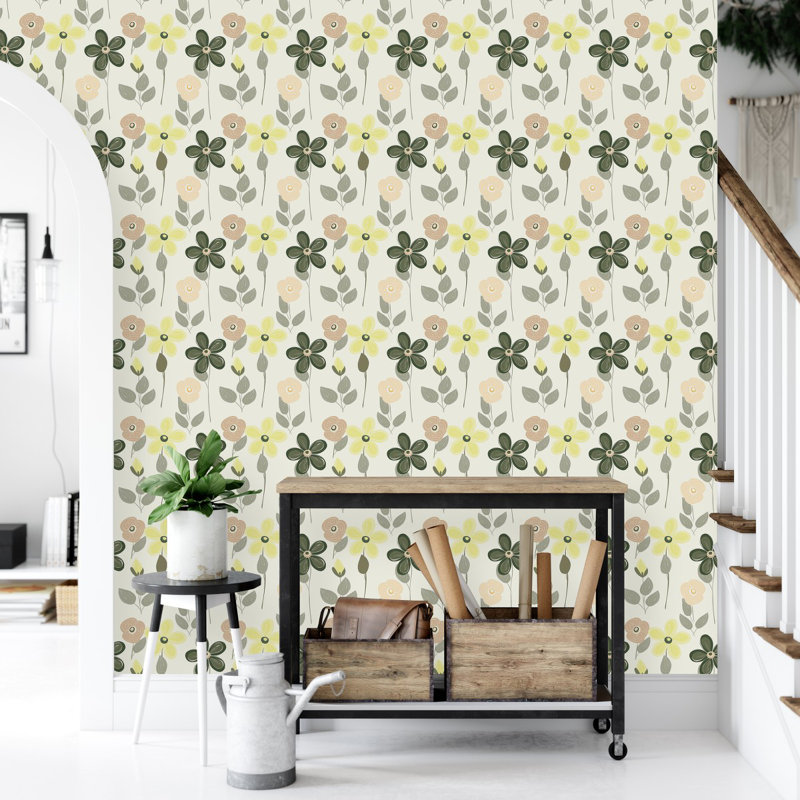 White Wallpaper With Flowers Floral Tile