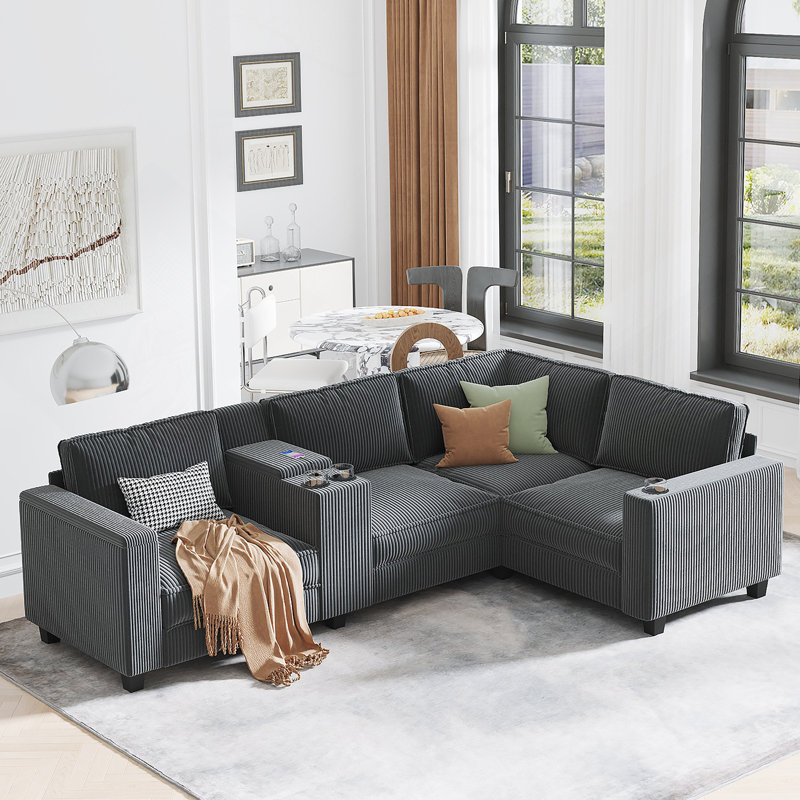 Canapé en L 4 places, 4, H 31,8 po x l 105,5 po x P 66,5 po