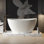 59 in. X 30 in. Stone Resin Solid Surface Freestanding Soaking Bathtub In Matte White