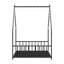 Structure de lit simple en forme de toit noir avec bandes à DEL, longueur 78,5 po, largeur 40,9 po, hauteur 58,4 po, éclairage silencieux et sécuritaire, structure-1224942783-1224942781