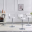 Ensemble de 2 tabourets de bar à hauteur ajustable, revêtement en similicuir blanc avec base et repose-pieds chromés, tabourets de confort modernes pour îlot de cuisine, bar personnel et salon-130094426