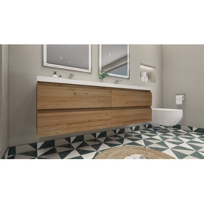 Aylanna 72"" Wall-Mounted Double Bathroom Vanity Set -  Wade LoganÂ®, B8286D10409843498B945B6C6EAC3028