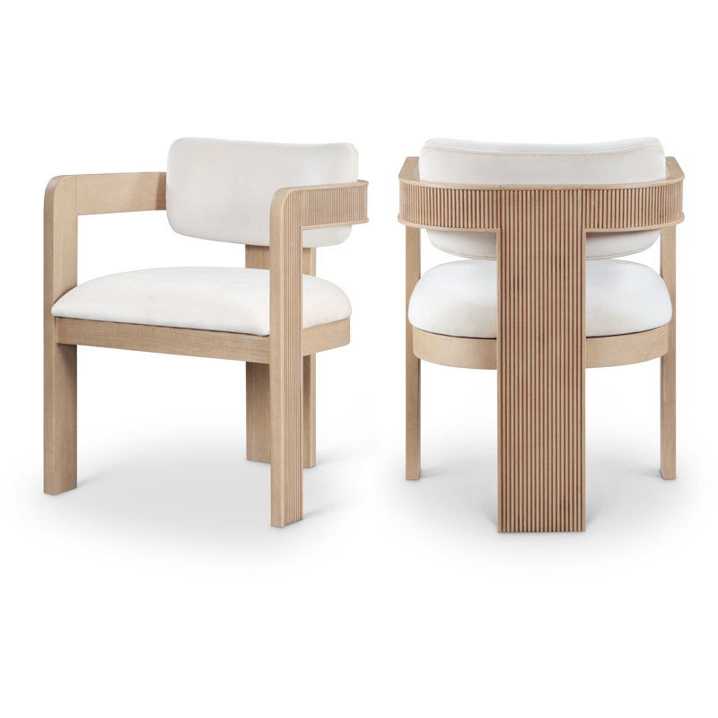 Chaise rembourrée Sacha Frink, Velours crème, Naturel