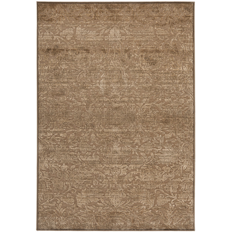 Tapis floral anthracite / chameau, Rectangle 6 pi 7 po x 9 pi 2 po