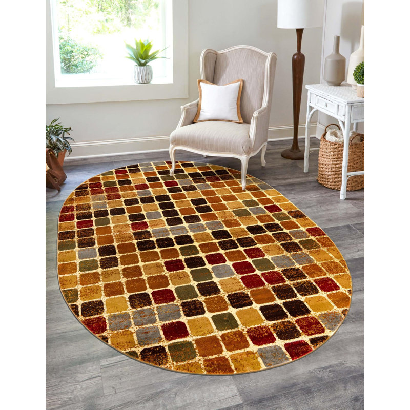 Cafe Geometric Indoor Rug, Oval 7'10" x 10'