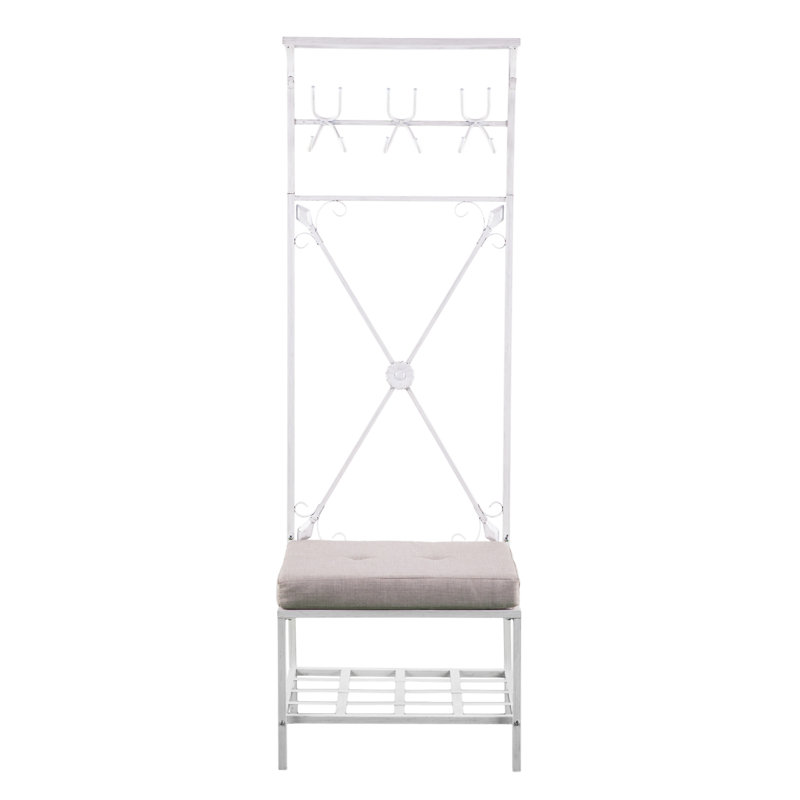 Banc pour hall d'entrée avec rangement Dovanti - blanc vieilli