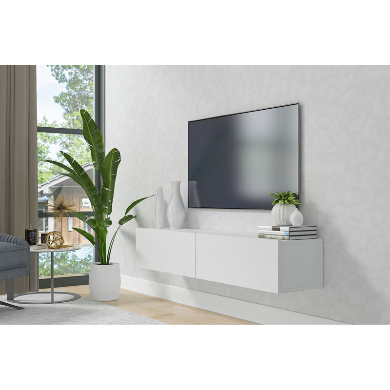 Alesandrini 53" Floating TV Stand Up to 70" TV's Wall Mounted Media Console, White