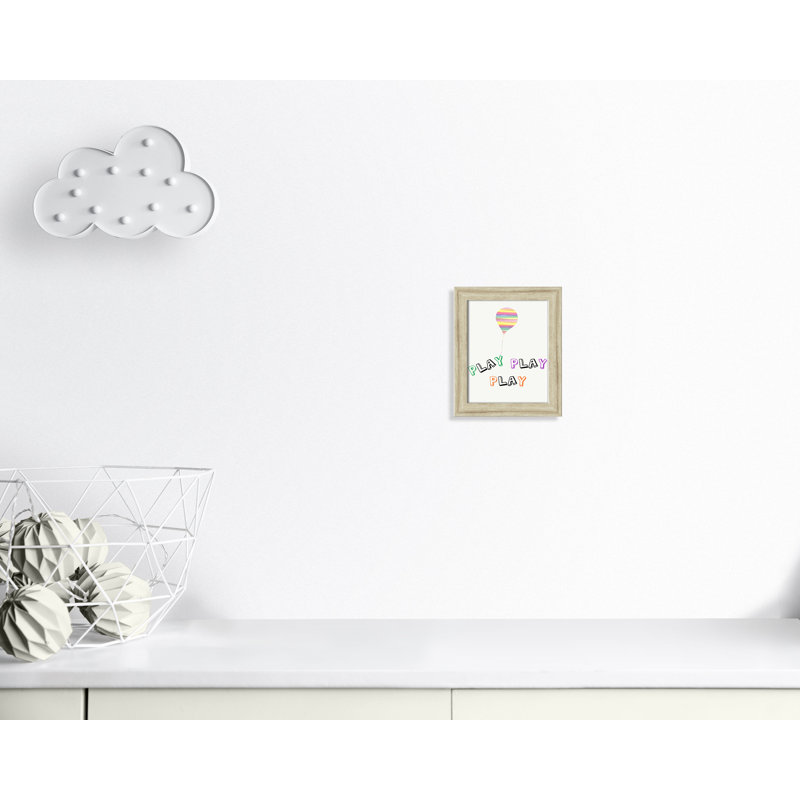 Play Play Play, impression sur papier, H 10 po x l 8 po x P 0,6 po, Cadre plat beige