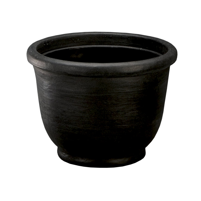 Resin Pot Planter, Caviar Black, 11" H x 13.75" W x 13.75" D
