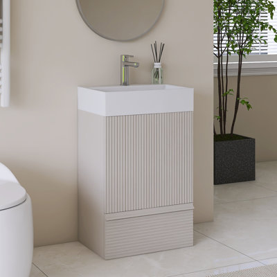 Meuble-lavabo simple autoportant de 20 po avec plateau en céramique intégré