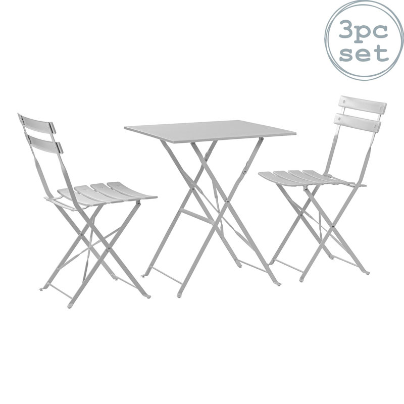 2 - Person Patio Dining Set with Square Table, White