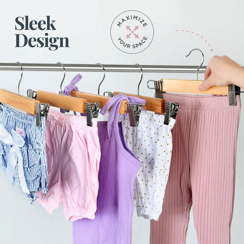 Cintres en bois avec pinces pour jupe / pantalons Keasha