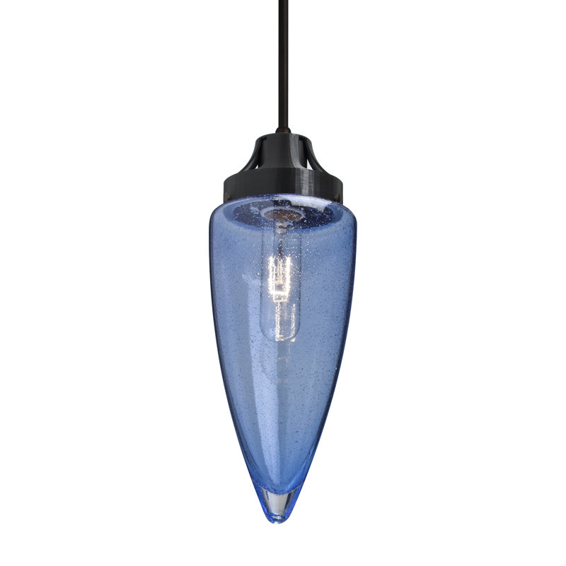Luminaire suspendu 1 lumières simple urn Una, Noir, Bulle bleue