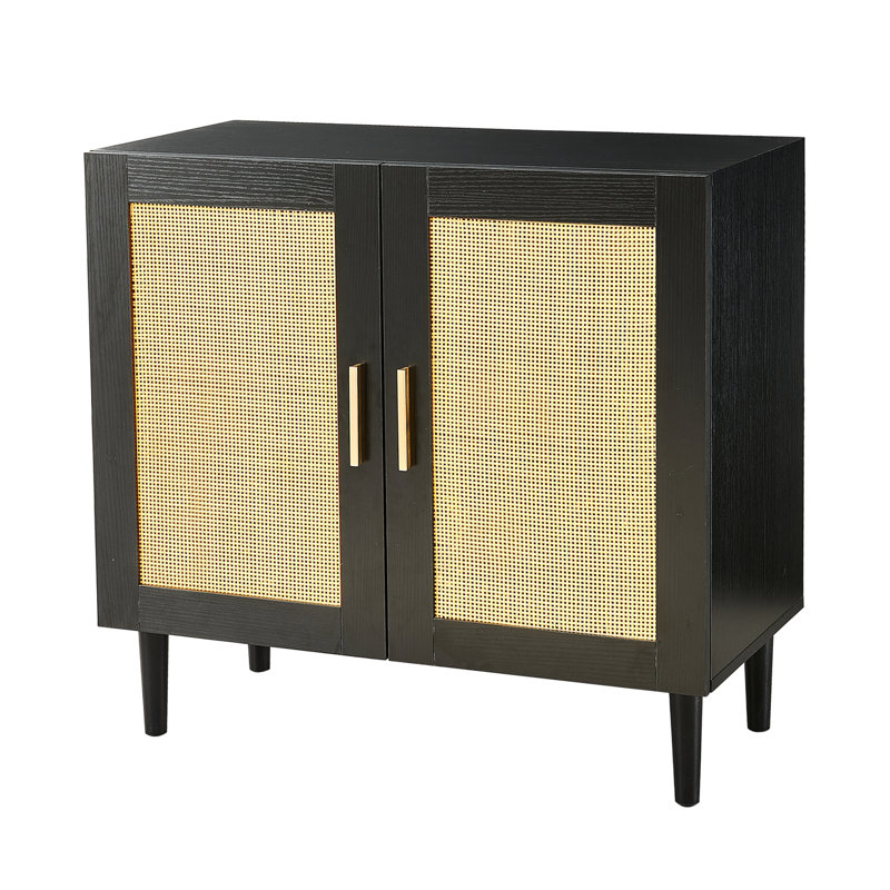 Armoire de salon tendance avec porte naturelle et tablette pratique