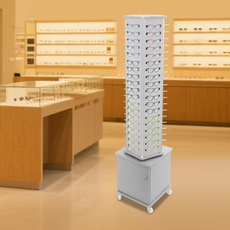 Présentoir à lunettes de soleil 5 côtés avec armoire de rangement
